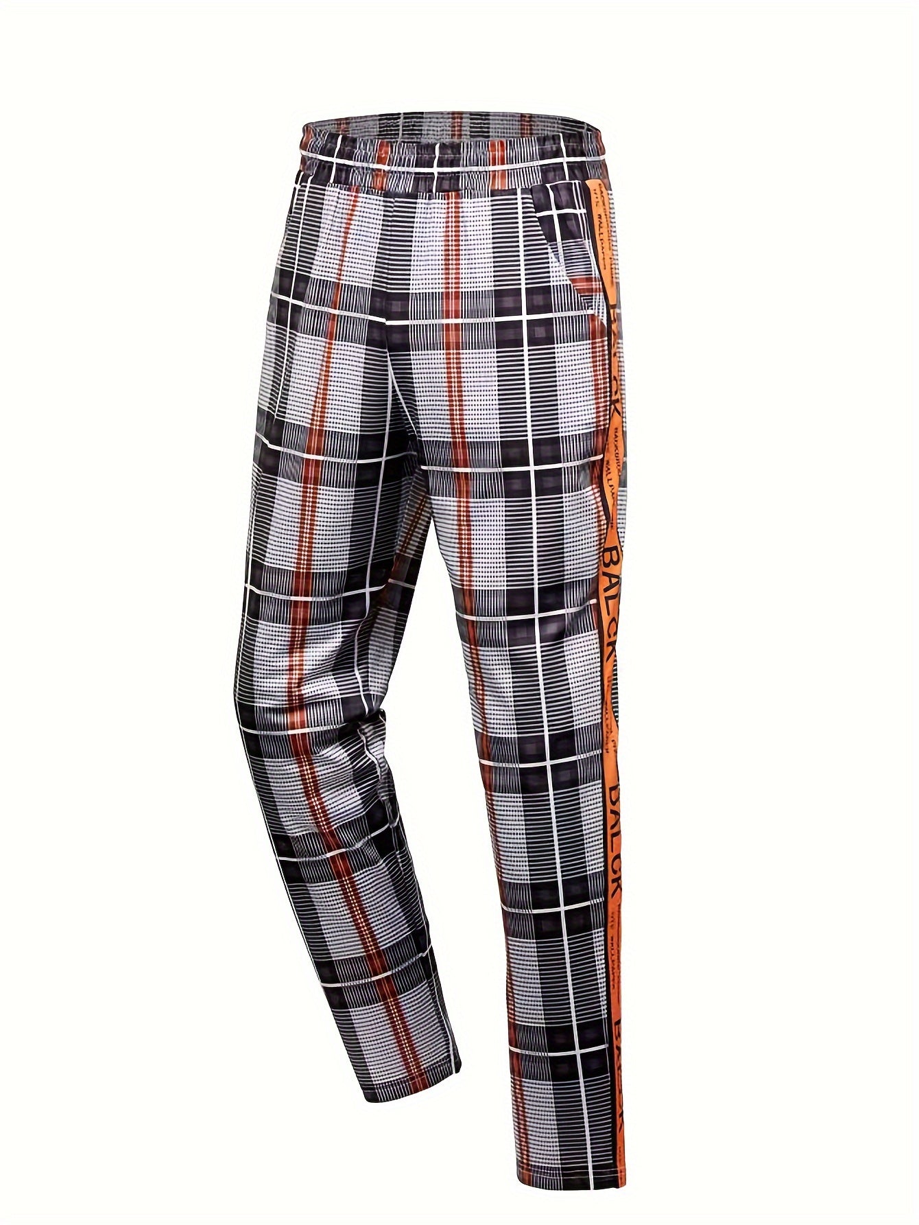 Men's Casual Tapered Trousers Checkered Casual Long Cropped Pants Streetwear For Men